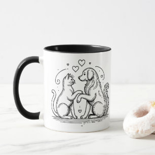 Modern Pet Friendship Line Art Mug