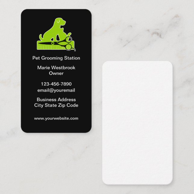 Modern Pet Groomer Business Card Template (Front/Back)