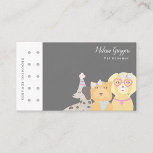 Modern Pet Groomer Character Logo Reward Business Card