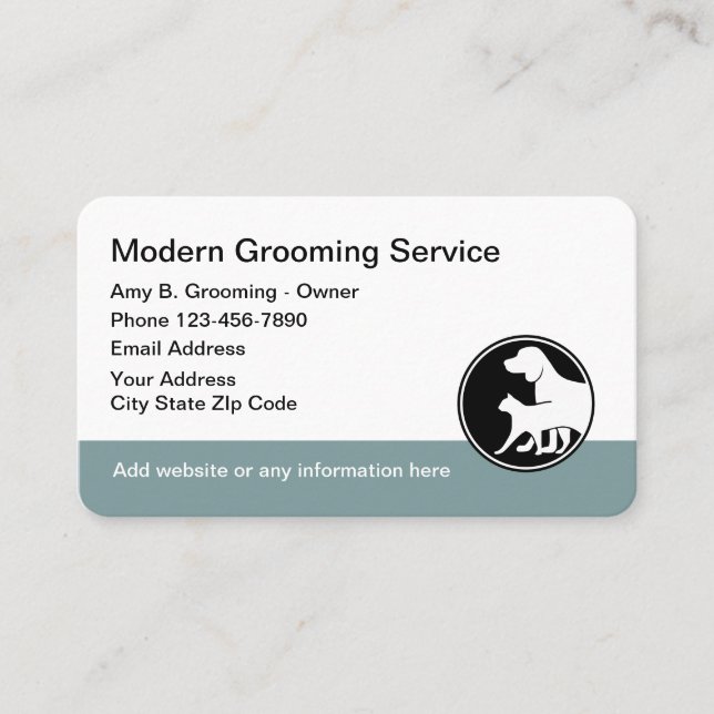 Modern Pet Grooming Modern Design Business Card (Front)
