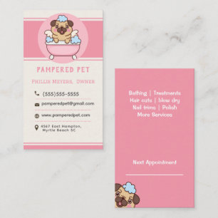 Modern Pet Grooming Pink Custom Business Card