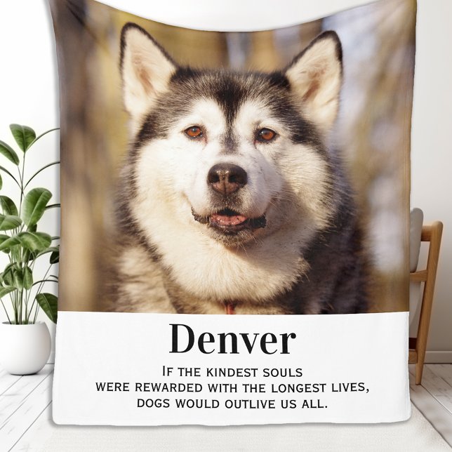Modern Pet Memorial Personalised Photo Dog Fleece Blanket (Creator Uploaded)