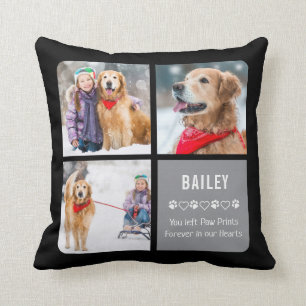 Modern Pet Memorial Pet Loss Gift Photo Collage Cushion