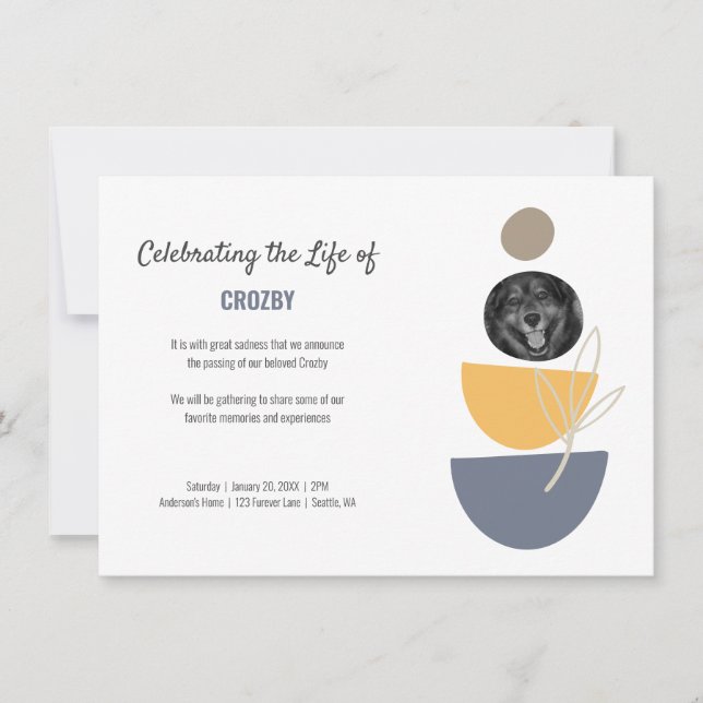 Modern Pet Memorial Photo Celebration of Life Announcement (Front)