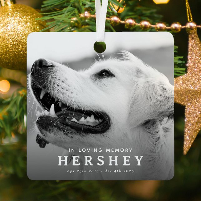 Modern Pet Memorial Photo Keepsake Christmas Metal Tree Decoration (Creator Uploaded)