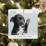 Modern Pet My First Christmas 2 Photo Ceramic Ornament<br><div class="desc">Modern Pet 2 (two) Photo Christmas ceramic ornament. Design features two photographs of your pet (dog,  cat,  rabbit etc),  the heading 'My First Christmas',  their name and Year. All text is easy to customise using the template provided.</div>