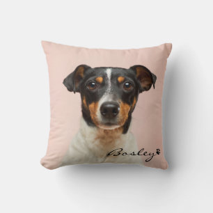 Modern Pet Photo Add Your Name Paw Print Cushion