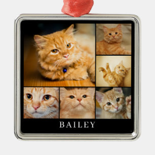 Modern Pet Photo Collage Personalised Metal Tree Decoration