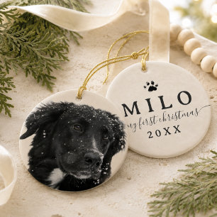Modern Pet Photo First Christmas Ceramic Tree Decoration