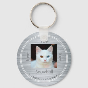 Modern Pet Photo Memorial Tribute with Name Date Key Ring