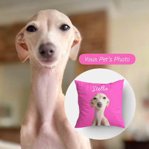Modern Pet Photo + Name   Dog Dad Cat Mom Gift  Cushion