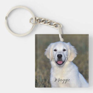 Modern Pet Photo Name  Key Ring