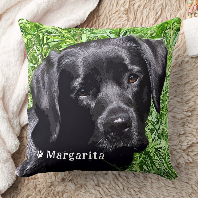Modern Pet Photo Personalised Name Cushion (Creator Uploaded)