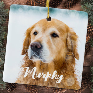 Modern Pet Photo Personalised Whimsical Dog Lover Ceramic Ornament