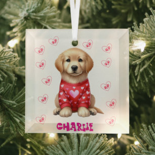 Modern Pet Photo Personalised Whimsical Dog Lover  Glass Tree Decoration