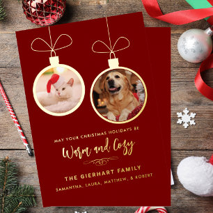 Modern Pet Photos Elegant Christmas Foil Holiday Card