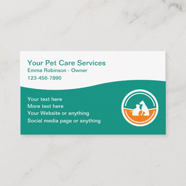 Modern Pet Services Business Card Design (Front)