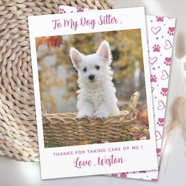 Modern Pet Sitter Custom Dog Puppy Photo Thank You Card (Creator Uploaded)