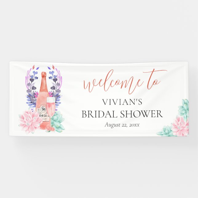 Modern Petals & Prosecco Bridal Shower Welcome Banner (Horizontal)