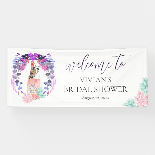 Modern Petals & Prosecco Bridal Shower Welcome Banner (Horizontal)