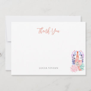Modern Petals & Prosecco Succulent Bridal Shower Thank You Card