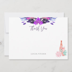 Modern Petals & Prosecco Succulent Bridal Shower Thank You Card