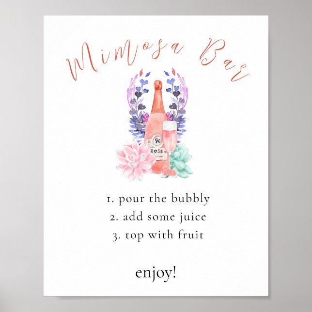 Modern Petals & Prosecco Succulent Mimosa Bar Sign (Front)