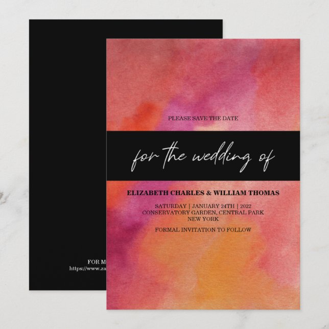 Modern Petite Orchid Watercolor Save The Date Invitation (Front/Back)