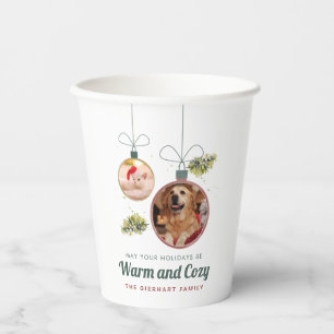 Modern Pets Photos Family Christmas Holiday Paper Cups
