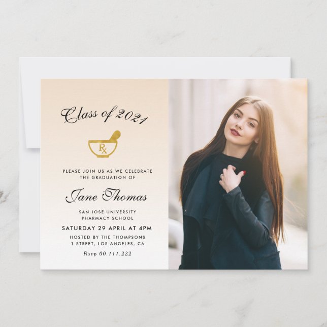 modern pharmacy graduation party invitation (Front)