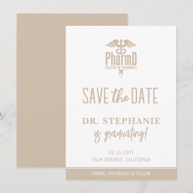 Modern PharmD Doctor Of Pharmacy Graduation Save The Date (Front/Back)