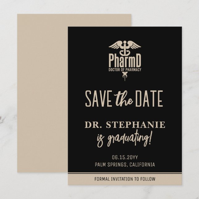 Modern PharmD Doctor Of Pharmacy Graduation Save The Date (Front/Back)