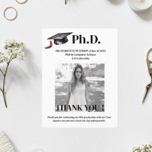 Modern PhD Graduation Party Thank You  Postcard