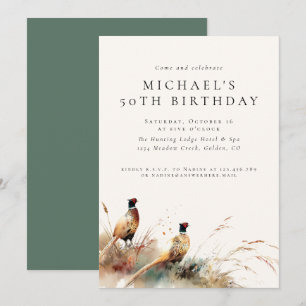 Modern Pheasant Hunting Adult Birthday Invitation
