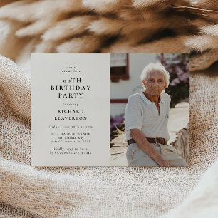 Modern Photo 100th Birthday Party Invitation