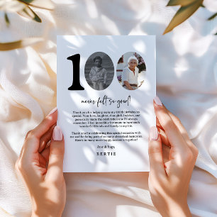Modern Photo 100th Birthday Thank You Card