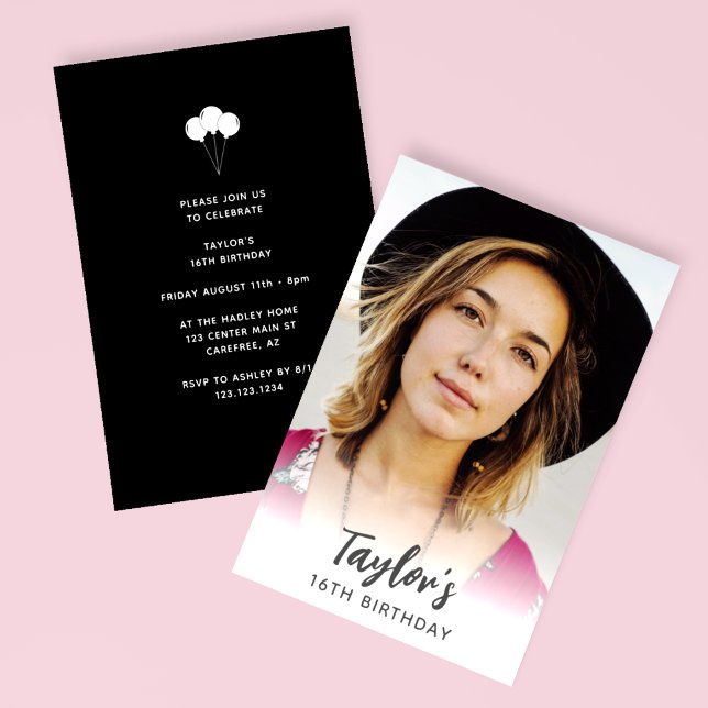 Modern Photo 16th Birthday Invitation (Creator Uploaded)
