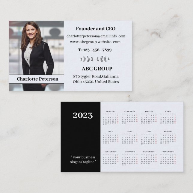 Modern Photo 2023 Calendar   Business Card (Front/Back)