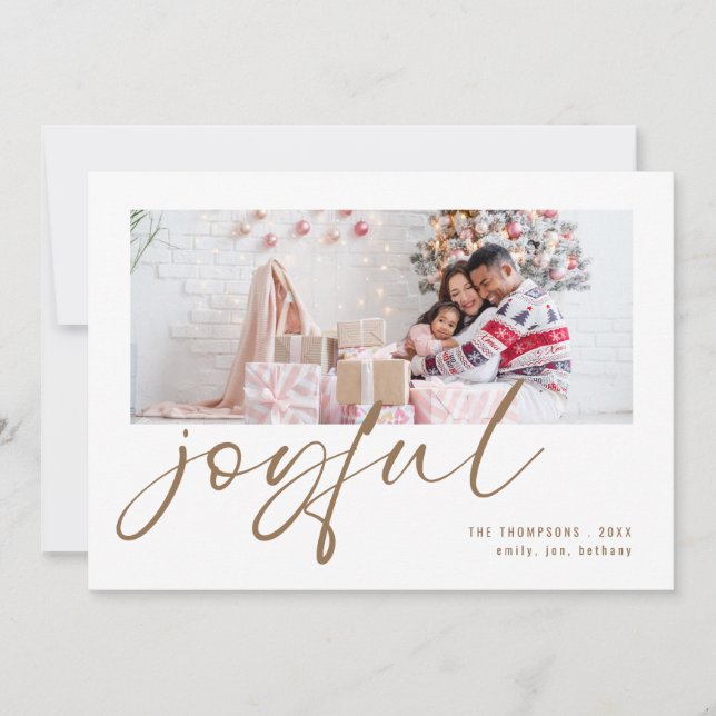 Modern Photo 2026 Calendar Gold Joyful Christmas Holiday Card (Front)