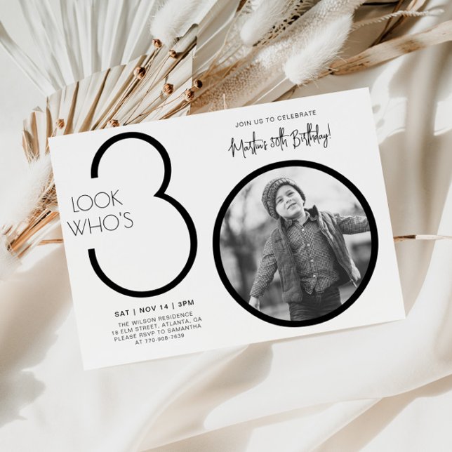 Modern Photo 30th Birthday Invitation (Creator Uploaded)