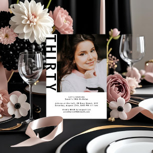 Modern Photo 30th Birthday Invitation Clean White