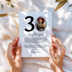 Modern Photo 30th Birthday Thank You Card