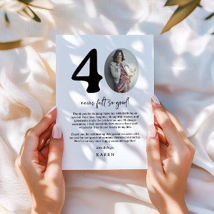 Modern Photo 40th Birthday Thank You Card
