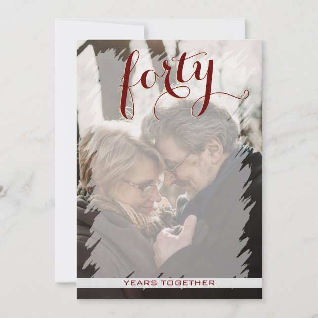Modern Photo 40th Wedding Anniversary Invitation (Front)