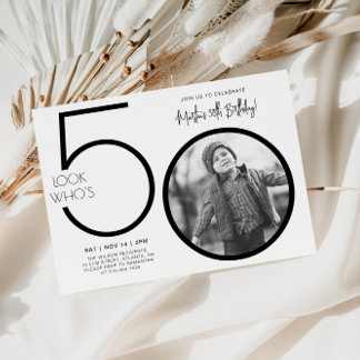 Modern Photo 50th Birthday Invitation