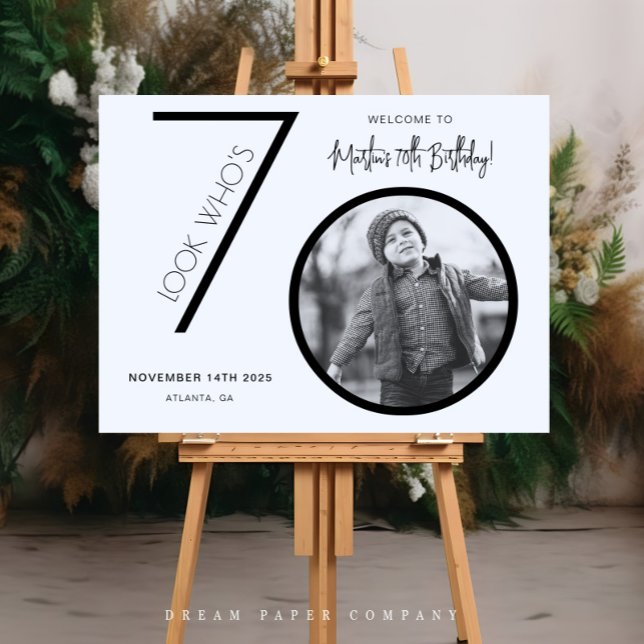 Modern Photo 70th Birthday Welcome Sign (Creator Uploaded)
