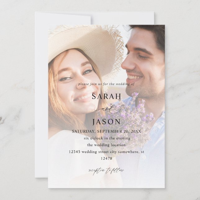Modern Photo 7 Vertical Wedding Invitation (Front)