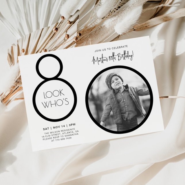 Modern Photo 80th Birthday Invitation (Creator Uploaded)