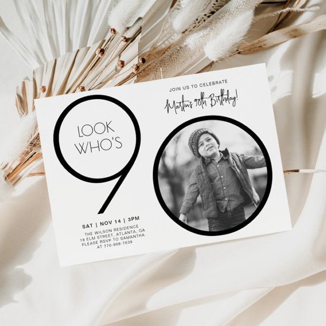 Modern Photo 90th Birthday Invitation (Creator Uploaded)