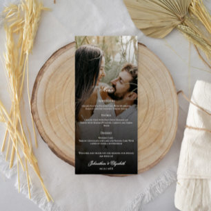 Modern Photo and Black Overlay Wedding Menu